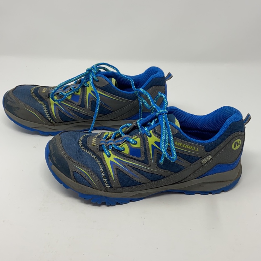 Merrell Boys Blue CapraBT WP Size 5M MY54834 Blue Gray Lace Up Hiking Shoe